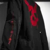 Jaquetas masculinas harajuku crânio gótico jaqueta jeans preta masculina rock punk heavy metal moletom sudadera suspenders hole streetwear 221006