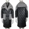 Dames down parkas malina turn kraag mode patchwork houndstooth lagen elegante losse lange katoenen jas vrouwelijke dames jp 221007