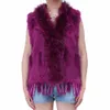 Women's Fur Faux Lady Real Rabbit Vest Knitting Tassel Raccoon Collar Waistcoat Women 100 Natural Genuine Gilet Outerwears 221006