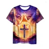 Men's T-skjortor Fashion 3D Tryck Jesus Män kvinnor T-shirt Casual Style Design Kort ärm Summer Stilse Tee W08
