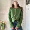 Giacche da donna Coreano Chic Verde Giacca corta in tweed Donna Primavera Autunno Fashion Design Bottoni Cappotto Elegante Girocollo Chaquetas Mujer 221007