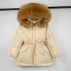 Parkas en duvet pour femmes Janveny Parkas d'hiver pour femmes 90% veste en duvet de canard blanc grand col en fourrure de raton laveur à capuche chaud manteau de plumes pour femmes Outwear 221007