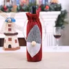 Christmas Decorations Red Gray Cartoon No Face Santa Claus Wine Bottle Bags Cover Year Party Champagne Bundle Pocket Table Decor