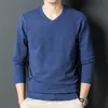 Ströjor 10 färger Autumn Men's Woolen Classic Style Business Pullover V-ringning tunn tröja manlig varumärke botten skjorta y2210