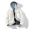 Masculino de parkas inverno engrossar quente cor s￳lida l￣ de l￣ coreana grande bolso z￭per jaqueta com capuz masculino 4xl 221007