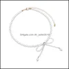 Colliers perlés Style Vintage Simple perle chaîne ras du cou collier de perles pour les femmes de mariage amour coquille pendentif bijoux de mode en gros Dhoxt