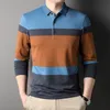 Men's Polos Polo Shirt for Men Long Sleeve Striped Autumn Multicolor Fashion Clothing Casual Male Korean Style Polo T Shirt 221006