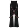 Kvinnors jeans Suchcute Gothic Bandage Women Dark Academic Low Wide Wide Ben Pant Harajuku Vintage Emo Hip Hop Denim Trousers Punk Style 221007