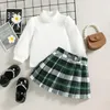 Ensembles de vêtements Filles Classique Plaid Set Cardigan Vestes Plaid Jupes Bébé Fille Enfants Élégant Enfants Printemps Automne Vêtements Tenues 221007