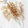 Decorative Flowers Golden Artificial Plants Fan Leaves Home Decor Diy Eucalyptus Plastic Grass Wedding Holiday Party Decoration Flower Vase