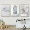 Paintings EC TVSofa Backdop Brand Decorain Colorful Flowers Wallpapes Feather Decorative Paintings Gliding Over Light Blue Living Room 34 221006