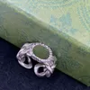 Vintage Winding Interlocking Letter Rings Golden Silver Ring Designer Kvinnor Öppen storlek Anello Personlighetsmycken med Box6653720