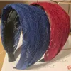 Headbands Wine Red Lace Hairband Toothed for Women Hair Accessories Solid Wide Head Band Face Washing Adults Headbands Plain Women Hoop T221007