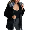 Kadınlar ceket ceket şükran hediye kış sahte tilki kürk açık sıcak eğlence moda sokak atış uzun kollu kürk yaka ceket beyaz gri siyah renkli kapüşonlu ceket