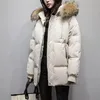 Womens Wool Blends Womens Winter Loose Jacket Korean Windproof Hooded Down Cotton Parkas Coat Woman Thicken Warm CottonPadded Coats S3XL 221007