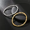 Bracciale rigido in acciaio inossidabile 316L classico rotondo in oro con cerchio in bambù con design a giuntura chiuso per bracciali a filo sottile braccialetti per donna