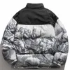 Herren Daunenparkas Winter verdicken warm gepolsterte Parka Männer Patchwork Vintage Wanddruck Jacke Streetwear Harajuku Übergroßer Mantel Unisex Outwear 221007