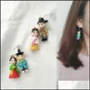 Baumelnde Kronleuchter, niedliche handgefertigte asymmetrische Cartoon-Figuren, traditionelle Hanbok-Ohrringe, lustiger Figurenschmuck für Mjfashion Dhuo9