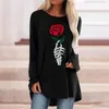 T-shirts pour femmes chemise femmes Halloween imprimer couleur unie lâche haut à manches longues femme S été hauts Extra doux femmes