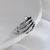 2pcs Goodlooking 925 Sterling Silver Ring Punk Rock Vintage Resizable Skeleton Grip Shaped Loop Jewelry for Women Finger ring9747423