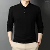 Men's Polos Fashion Solid Men Polo Shirt Long Sleeve Spring Casual Tee White Collar Korean Style Male Luxury Clothing