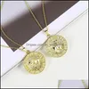 Pendant Necklaces Horoscope Zodiac Sign Gold Color Pendant Necklace Aries Leo 12 Constellations Statement Jewelry Punk Vintage Choker Dh6Ps