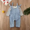 Clothing Sets Pudcoco US Stock 0 18M 2PCS born Infant Baby Boy Girl Autumn Clothes Set Striped T shirt Denim Bib Pants Overalls 221007