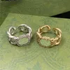Anéis vintage enrolados com letras entrelaçadas anel de prata dourado designer feminino tamanho aberto joias de personalidade anello com caixa