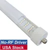 LED Shop Light Tube 8ft 45W 6000K Cold White V Form Clear Cover Hight Output Lights Stock i USA 85V-265V No-RF Driver Usalight