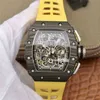 Superclone Watches armbandsurdesigner Richa Milles Mechanical Carbon Fiber Tonneau Titanium Skeleton Rubber Fashion Automatic Lux2672