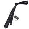Bow Ties Fashion Men 2022 العلامة التجارية غير الرسمية 6cm Men Business Neckties Skinny Black Striped Neck Tie for Gravata Gift Box T088