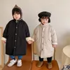 Down Coat 9540g Children's Long Cotton vadderad jacka med Velvet Winter Boys Girls Warme Clothes Fur's 221007