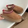 Australien Kvinna sn￶st￶vel designer l￤der lata p￤ls st￶vlar tjocka botten vinterplattformar tofflor svart maroon tasman skor slip-on varm ankel taille etniska st￶vlar