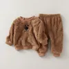 Kledingsets 0 3Y Baby Boy Girl Autumn Winter Spring Fleece Sweatshirt Toddler Kids Pyjama's Warm Tops Pant Outsed Wear 221007