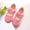 Sapatos planos Baby Girl Leather Flowers Princesa Spring Autumn Dance Wedding Party