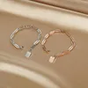 Link armbanden Charms Letter Rose Gold Designer for Women 2022 Fashion Friendship Kpop Accessoires Bijoux Acier Inoxydable Groothandel