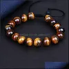 Beaded Strands Tiger Eye Beads Strands Bracelet Handmade Rope Braided Natural Stone Bracelets For Men And Women Custom Design 1 J2 D Dh7Rd