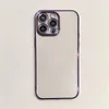 Luksusowy metalowy telefon miękki TPU dla iPhone'a 15 14 Pro Max 12 11 xr xs x 8 7 plus przezroczyste przezroczyste błyszczące bling drobnoziarniste Otwór Chromowany Ochrania obiektywów