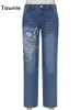 Jeans pour femmes Tawnie imprimé Baggy Y2K taille basse jeans automne hiver surdimensionné pantalon à jambes larges pantalon Cargo décontracté 221007