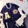 Męskie kurtki amerykańskie litery Wysokiej jakości ręcznik haftowany płaszcz Men Street Hip Hop Retro Baseball Mundur Para Casual Loose Kurtka 221006