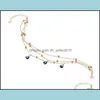 Anklets Anklets Ankelt Bracelt Women Girls Beach Link Chakrabeads Foreign Trade Jewelry Blue-Eyed Pendant Double Foot Female Devil Ey Dh2Jg