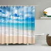 Zasłony prysznicowe Piękne nadmorskie malownicze plażę niebieskie niebo frabiczne wodoodporne poliestrowe kąpiel w łazience z haczykami