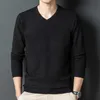 Ströjor 10 färger Autumn Men's Woolen Classic Style Business Pullover V-ringning tunn tröja manlig varumärke botten skjorta y2210