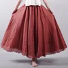 Casual Kleider Frauen Leinen Baumwolle Lange Röcke Elastische Taille Plissee Maxi Strand Boho Vintage Sommer Faldas Saia 221007