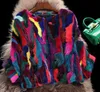 Damen Pelz Faux Echter echter natürlicher Nerzpelzmantel Damenmode mehrfarbig farbenfroher Schal mit Fledermausärmeln 221006