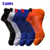 Sports Sports 5Pairs/lote coolmax algodão homem esportivo de ciclismo de bicicleta de bicicleta de bicicleta de bicicleta Basquete respirável Sox Basquete Sox