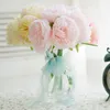 Decorative Flowers 5Big Heads Fake Pink Peony Artificial Bouquet Flower Home Bride Wedding Decoration Marriage Decor