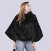 Dames bont faux luxe mode echte nertsenjas dame winter warme echte jas losse grote korte mouwen pullover natuurlijk gebreide 221006
