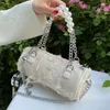 Evening Bags 2022 Trendy High-quality Ladies Pearl Chain Shoulder Bag Fashion Hand-held Handbag Messenger Hand Cylinder