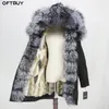 Giacca invernale da donna in pelliccia Cappotto da donna di marca reale Cappotto lungo impermeabile Parka con collo naturale Fodera con cappuccio Capispalla staccabile